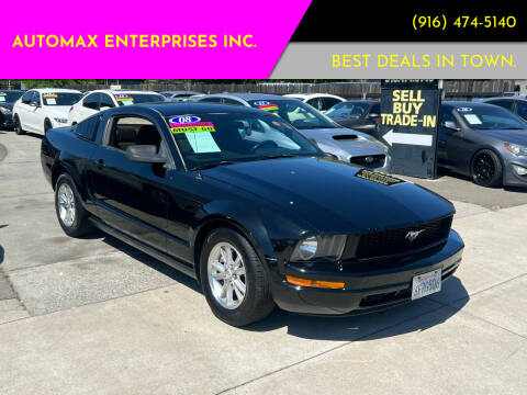2008 Ford Mustang for sale at AUTOMAX ENTERPRISES INC. in Roseville CA