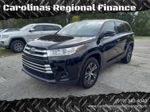 2019 Toyota Highlander for sale at Carolinas Regional Finance in Henderson NC