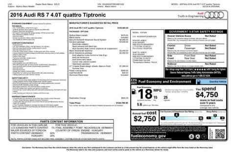 2016 Audi RS 7 4.0T quattro Prestige