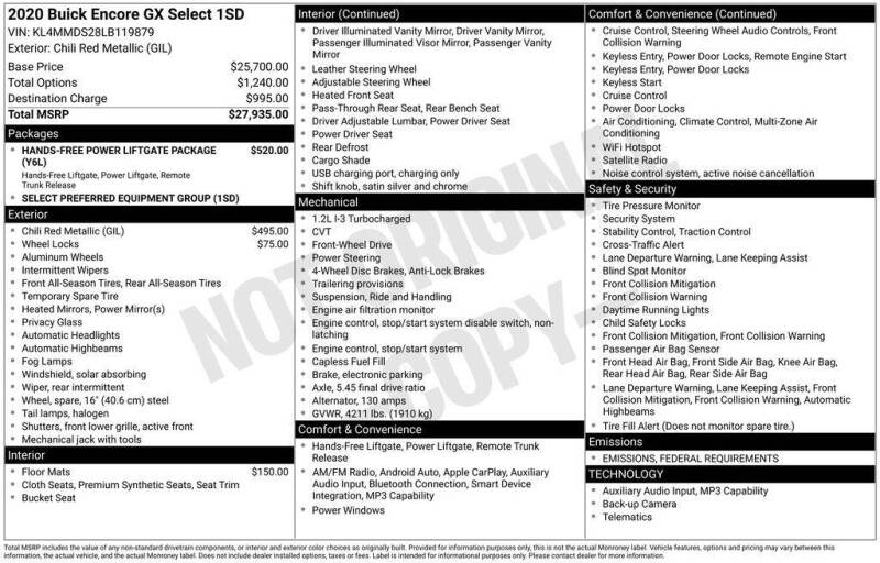 2020 Buick Encore GX Select