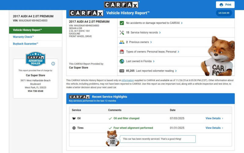 2017 Audi A4 2.0T Premium