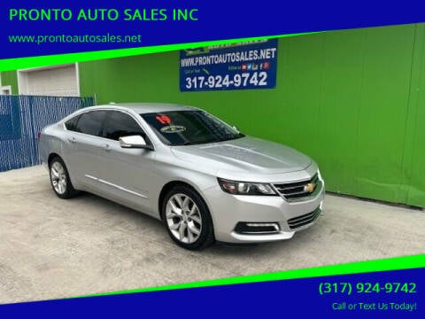 2019 Chevrolet Impala for sale at PRONTO AUTO SALES INC in Indianapolis IN