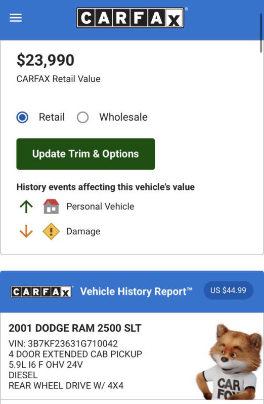 2001 Dodge Ram 2500 SLT Plus