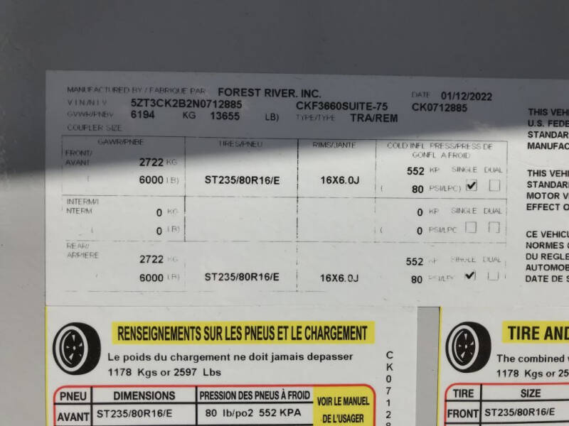 2022 Forest River ARTIC WOLF 3660