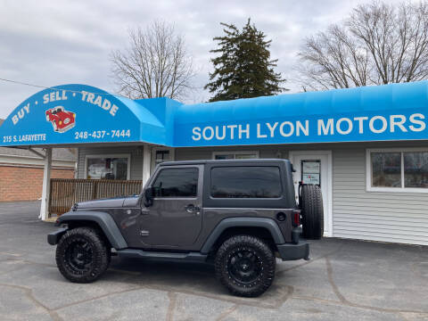 2016 Jeep Wrangler for sale at South Lyon Motors INC in South Lyon MI