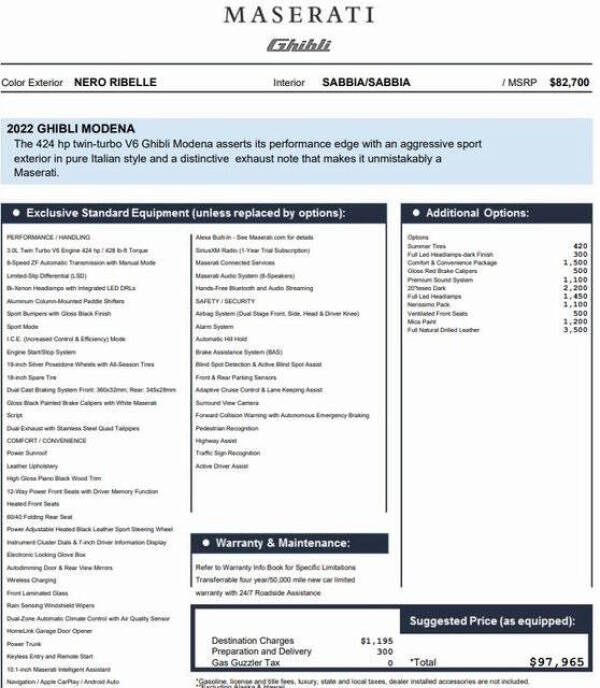 2022 Maserati Ghibli Modena