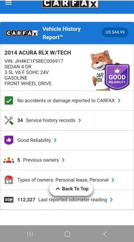 2014 Acura RLX w/Tech