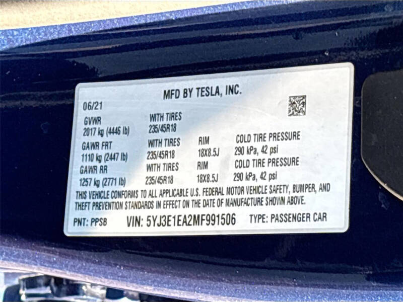 2021 Tesla Model 3 Standard Range Plus