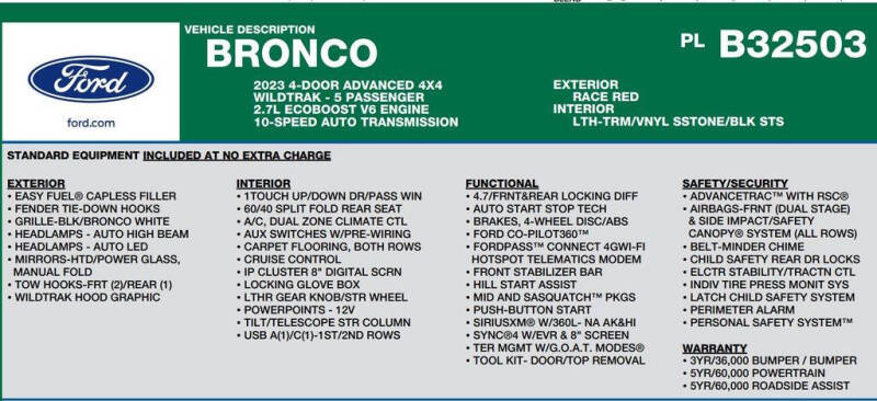 2023 Ford Bronco Wildtrak Advanced
