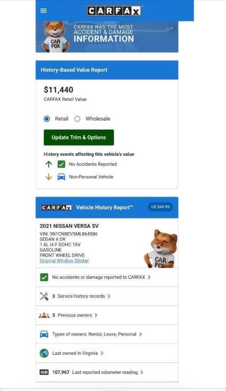 2021 Nissan Versa SV