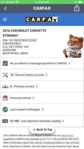 2016 Chevrolet Corvette Stingray