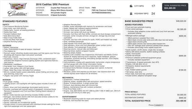 2016 Cadillac SRX