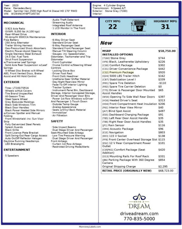 2023 Mercedes-Benz Sprinter 2500