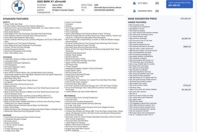 2020 BMW X7 xDrive40i