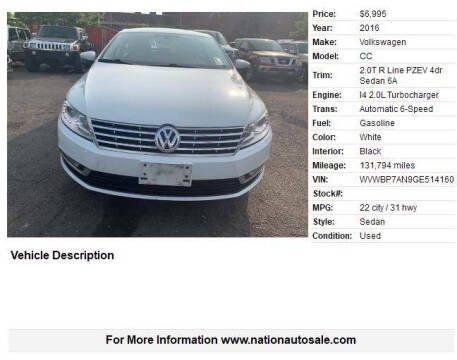 2016 Volkswagen CC 2.0T R-Line PZEV