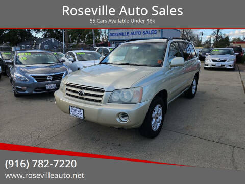 2003 Toyota Highlander for sale at Roseville Auto Sales in Roseville CA