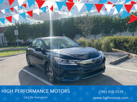 2016 Honda Accord for sale at HIGH PERFORMANCE MOTORS in Hollywood FL