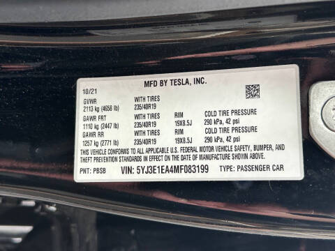 2021 Tesla Model 3 Standard Range Plus