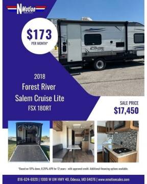 2018 Forest River Salem Cruise Lite FSX 180RT for sale at N Motion Sales LLC in Odessa MO
