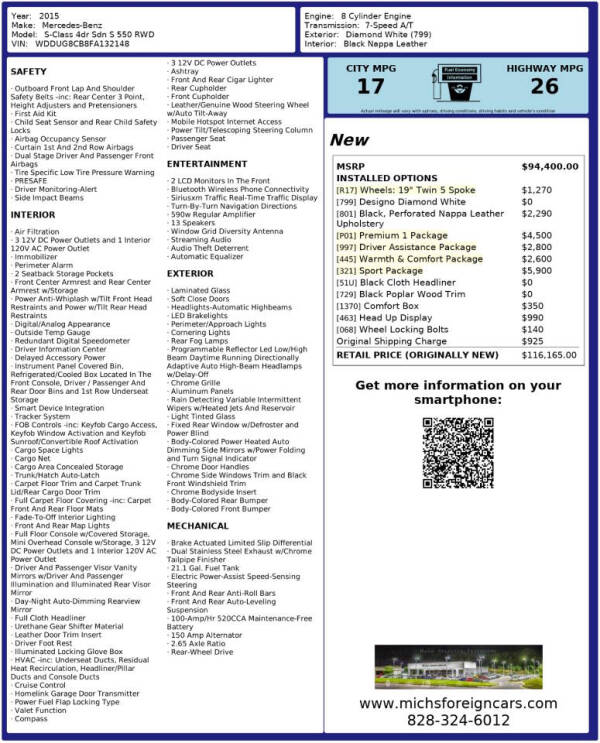 2015 Mercedes-Benz S-Class S 550