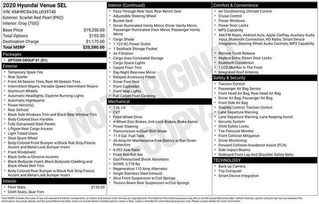 2020 Hyundai Venue SEL