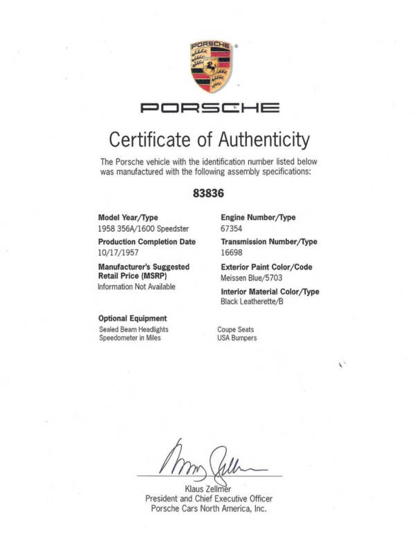 1958 Porsche 356