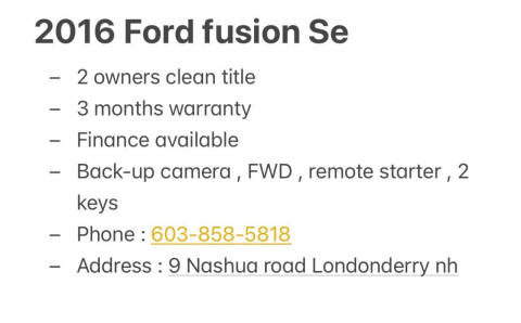 2016 Ford Fusion SE