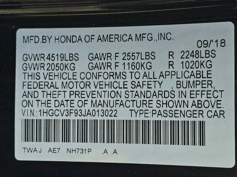 2018 Honda Accord Hybrid Touring