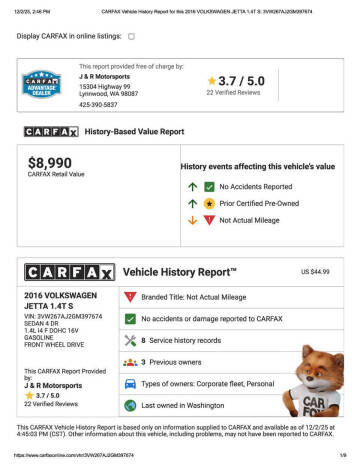 2016 Volkswagen Jetta 1.4T S