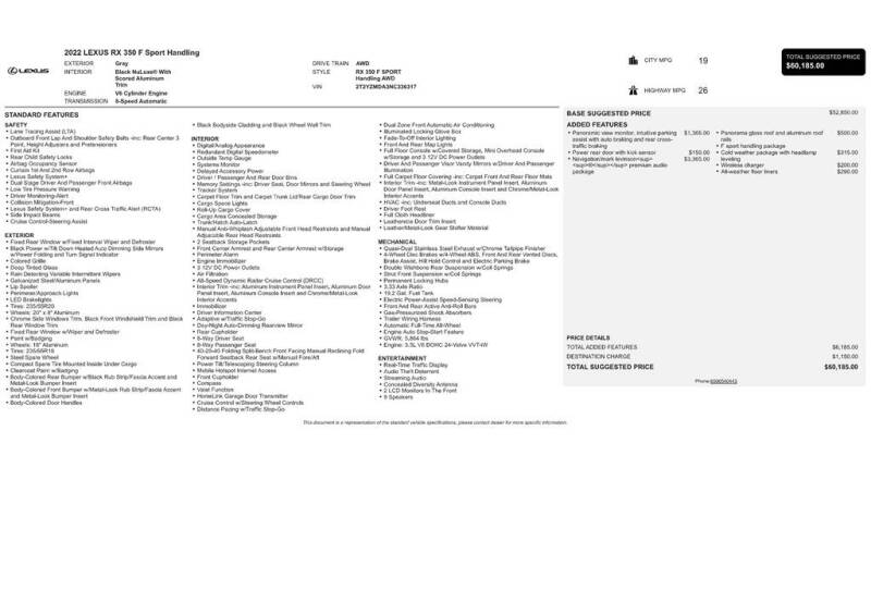 2022 Lexus RX 350 F SPORT Handling