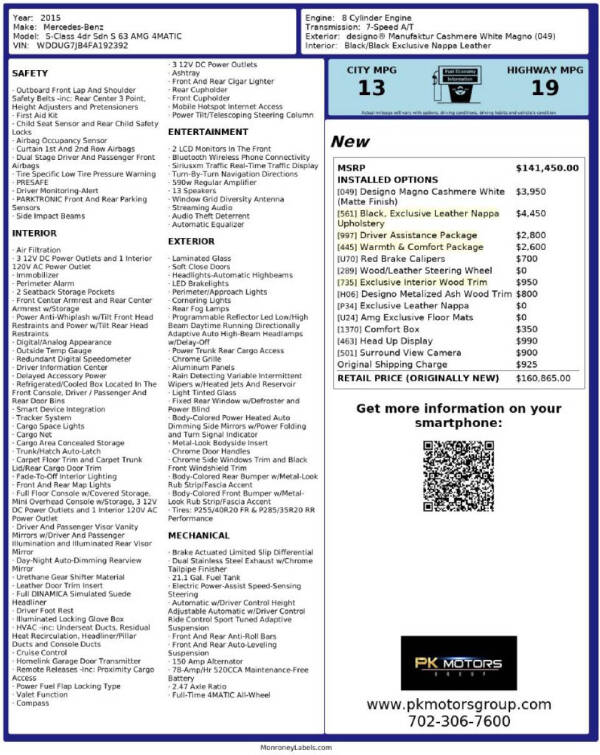 2015 Mercedes-Benz S-Class S 63 AMG