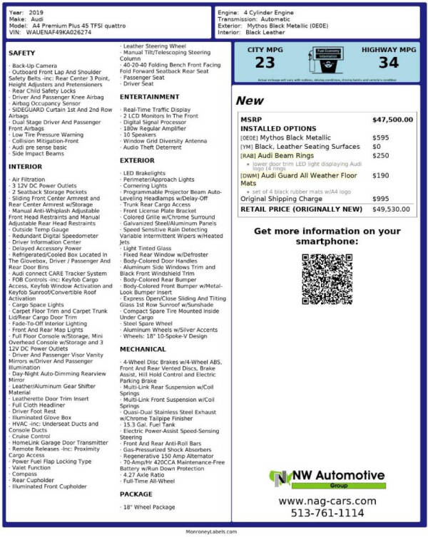 2019 Audi A4 quattro Premium Plus 45 TFSI