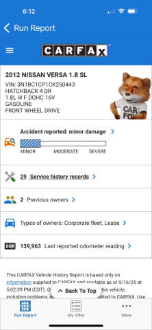 2012 Nissan Versa 1.8 S