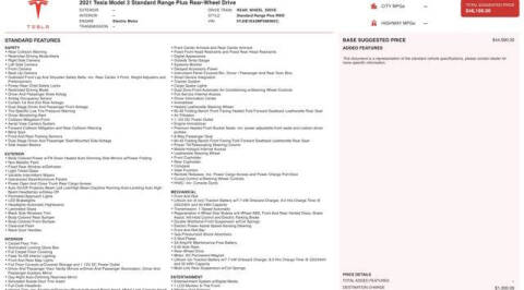 2021 Tesla Model 3 Standard Range Plus