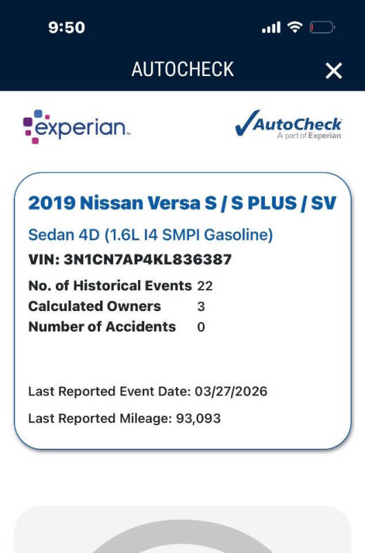 2019 Nissan Versa SV