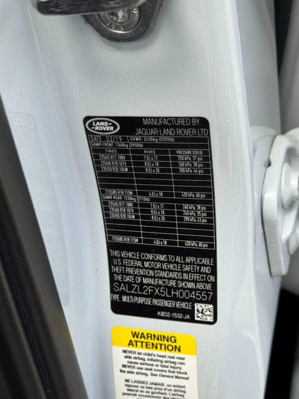 2020 Land Rover Range Rover Evoque First Edition