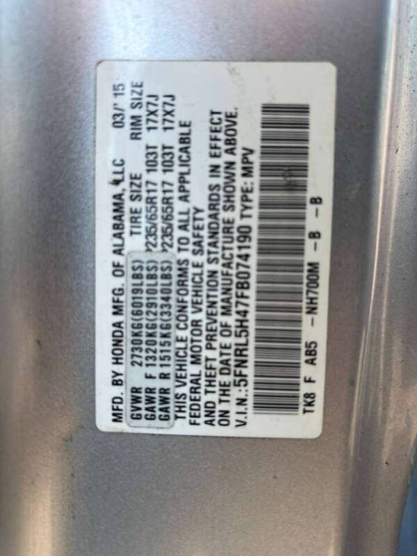 2015 Honda Odyssey EX