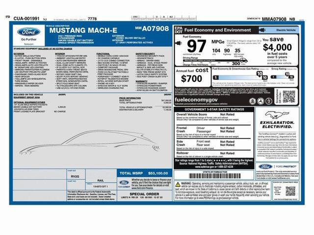 Used 2021 Ford Mustang Mach-E Premium RWD with VIN 3FMTK3R79MMA07908 for sale in Philadelphia, PA