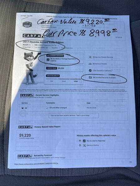 2017 Hyundai Accent Value Edition