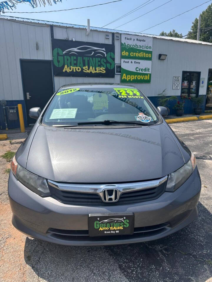 2012 Honda Civic for sale at GREATNESS AUTO SALES in Green Bay, WI