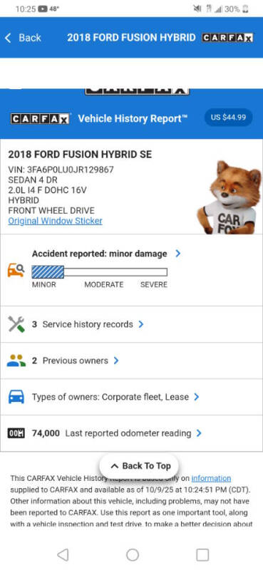 2018 Ford Fusion Hybrid SE