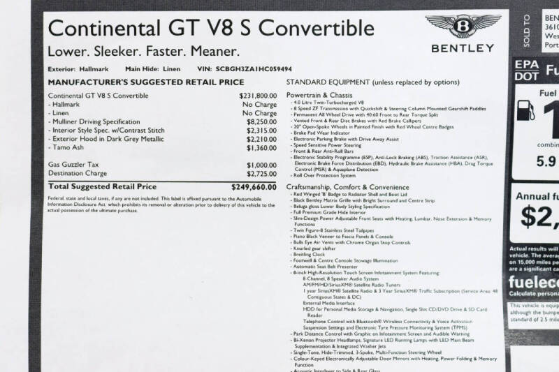 2017 Bentley Continental GT V8 S