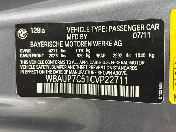 2012 BMW 1 Series 128i