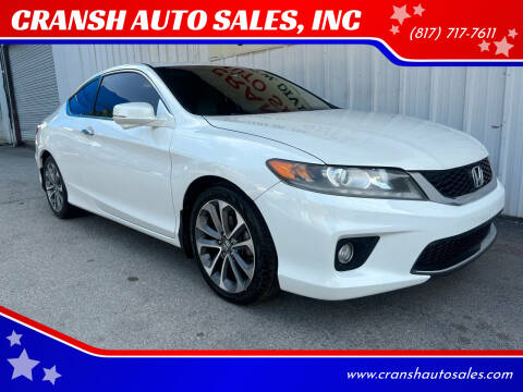 2013 Honda Accord for sale at CRANSH AUTO SALES, INC in Arlington TX