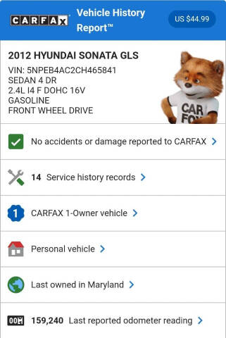 2012 Hyundai Sonata GLS