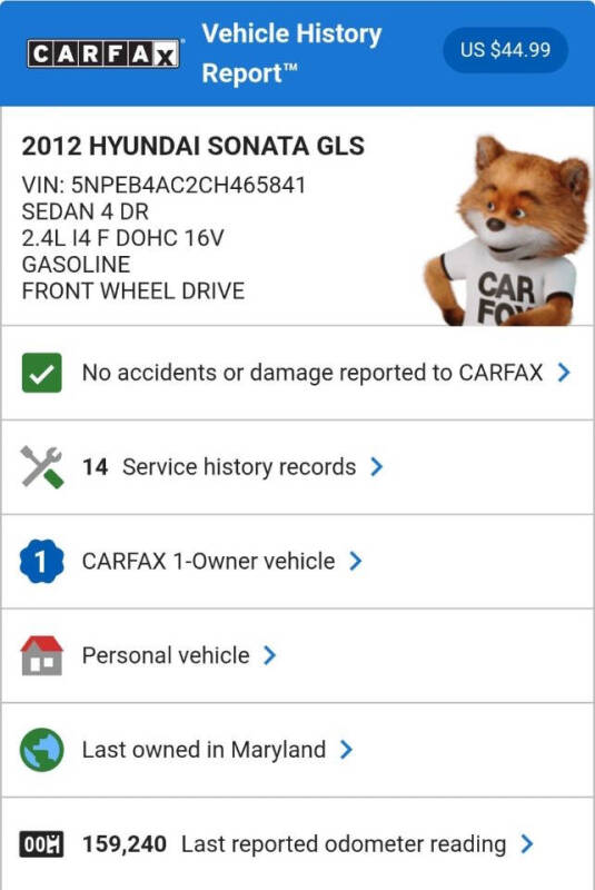 2012 Hyundai Sonata GLS