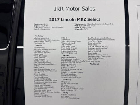 2017 Lincoln MKZ Select