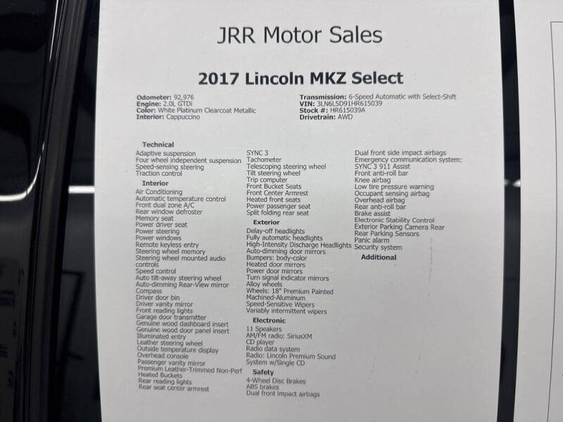 2017 Lincoln MKZ Select