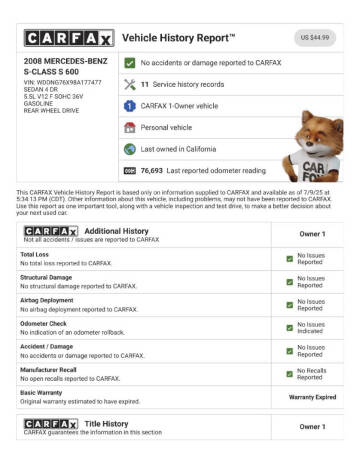 2008 Mercedes-Benz S-Class S 600