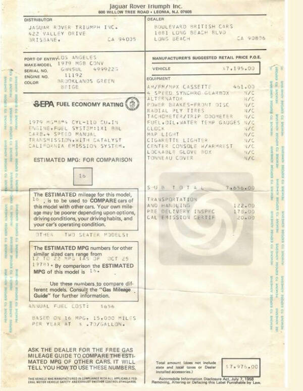 1979 MG MGB